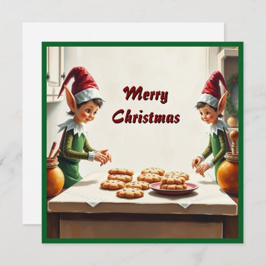 Hedendaagse feestelijke grillige kerstkabouters feestdagenkaart (Voorkant / Achterkant)