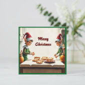 Hedendaagse feestelijke grillige kerstkabouters feestdagenkaart (Staand voorkant)