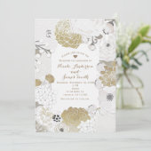 hedendaagse flora - botanische gouden bruiloft kaart (Staand voorkant)