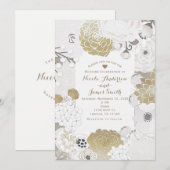 hedendaagse flora - botanische gouden bruiloft kaart (Voorkant / Achterkant)