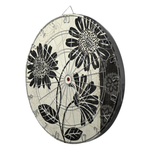 Hedendaagse flora in zwart-wit dartbord (Voorkant Rechts)