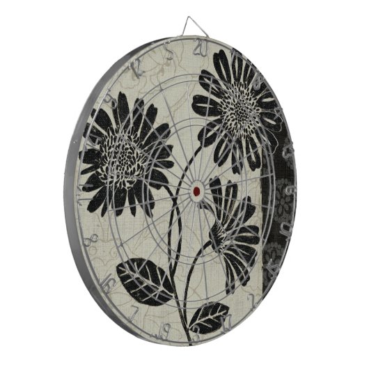 Hedendaagse flora in zwart-wit dartbord (Voorkant Links)
