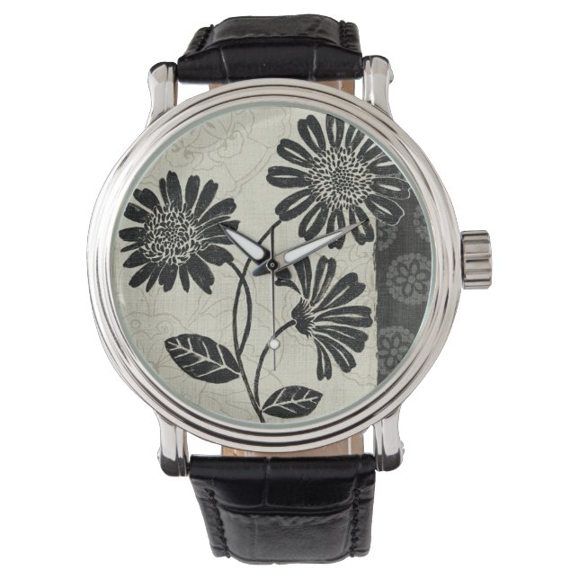 Hedendaagse flora in zwart-wit horloge (Voorkant)