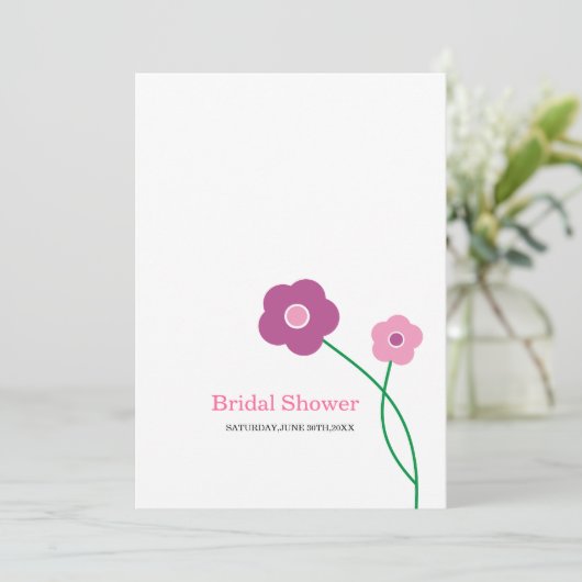 Hedendaagse Floral Bridal Shower Invitations Kaart (Staand voorkant)