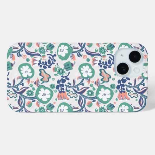 Hedendaagse Floral Doodle Print Case-Mate iPhone Case (Achterkant (horizontaal))