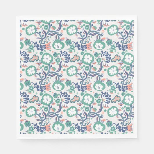 Hedendaagse Floral Doodle Print Servet (Voorkant)
