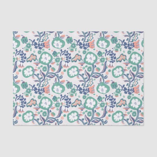 Hedendaagse Floral Doodle Print Tissuepapier (Voorkant)