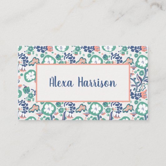 Hedendaagse Floral Doodle Print Visitekaartje (Voorkant)