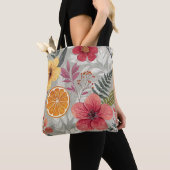 "Hedendaagse Floral Herbruikbare Tas" Tote Bag (Dichtbij)