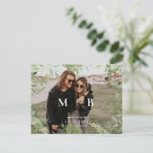 Hedendaagse Foliage Monogram Foto Opslaan van de D Briefkaart (Staand voorkant)