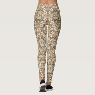 Hedendaagse Folk Bloemen in Zachte Aardetinten Leggings