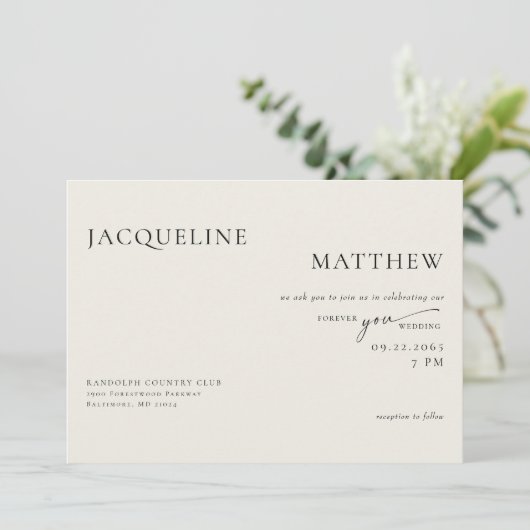 Hedendaagse Forever You Cream QR Code Bruiloft Kaart (Staand voorkant)