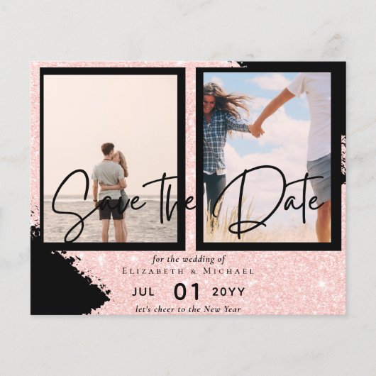 Hedendaagse foto aankondiging trouwerij datum (Voorkant)