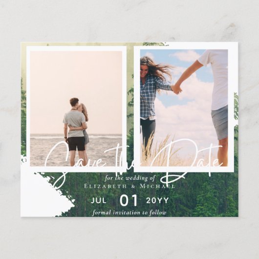 Hedendaagse foto aankondiging trouwerij datum (Voorkant)