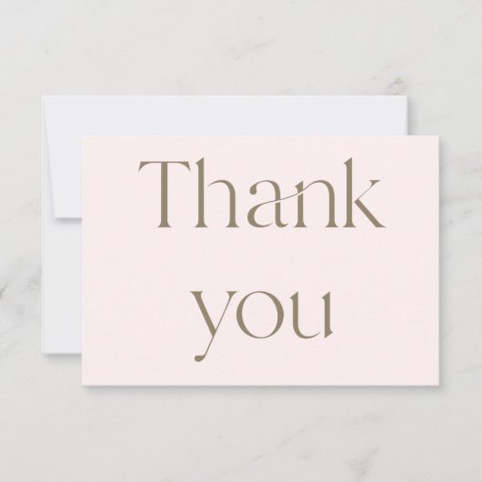 Hedendaagse foto Blush bruiloft dank u Bedankkaart (Voorkant)
