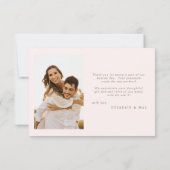 Hedendaagse foto Blush bruiloft dank u Bedankkaart (Achterkant)