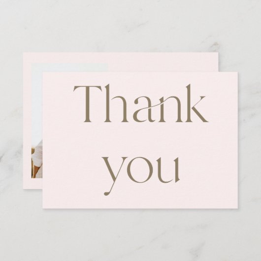 Hedendaagse foto Blush bruiloft dank u Bedankkaart (Voorkant / Achterkant)