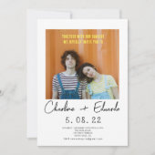 Hedendaagse foto Hand belettering bruiloft Kaart (Voorkant)