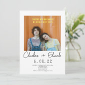 Hedendaagse foto Hand belettering bruiloft Kaart (Staand voorkant)