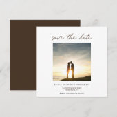 Hedendaagse foto Modern script Bruin Save The Date (Voorkant / Achterkant)