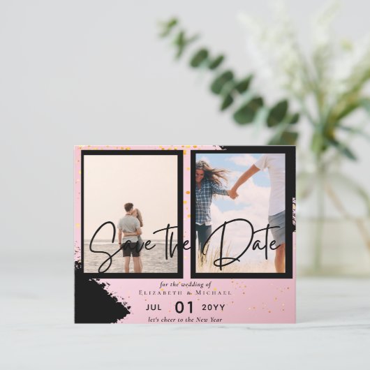 Hedendaagse foto Save Dates Verloving (Staand voorkant)