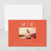 Hedendaagse foto Tangerine Bruiloft Save the Date Bedankkaart (Voorkant / Achterkant)