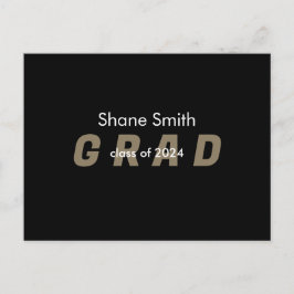 Hedendaagse foto Zwart Afstuderen Aankondiging Briefkaart