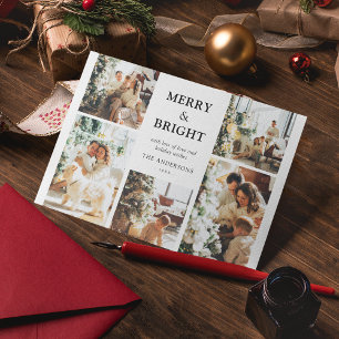 Hedendaagse fotorooster Kerstmis Merry & Bright Feestdagenkaart