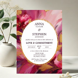 Hedendaagse Fuchsia Elegance Commitment Ceremonie Kaart