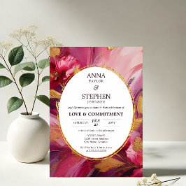 Hedendaagse Fuchsia Elegance Commitment Ceremonie Kaart