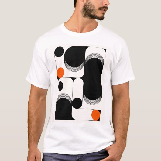 Hedendaagse fusie: Mannen Abstracte Cirkel & Lijn T-shirt (Voorkant)