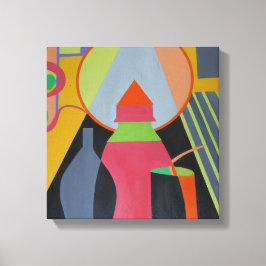 Hedendaagse gebeeldhouwde roze stilte-kunstprint canvas afdruk
