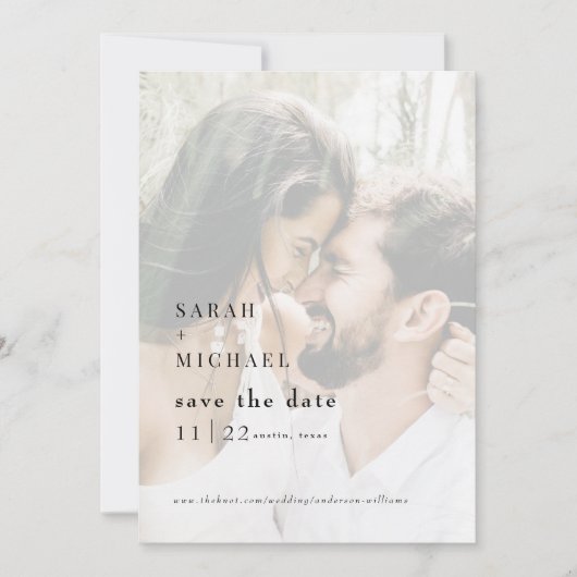 Hedendaagse gedempte foto bruiloft Bewaar de datum Save The Date (Voorkant)