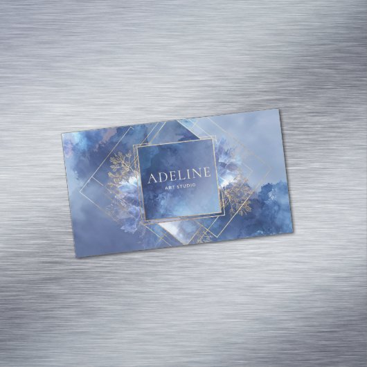 Hedendaagse geometrische hemelsblauwe Waterverf Magnetisch Visitekaartje (Voorbeeld)