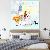 Hedendaagse Girl BookStore Uitgerekt Canvas Print (Insitu (Slaapkamer))