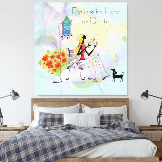 Hedendaagse Girl BookStore Uitgerekt Canvas Print (Insitu (Slaapkamer))