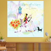 Hedendaagse Girl BookStore Uitgerekt Canvas Print (Insitu (Woonkamer))