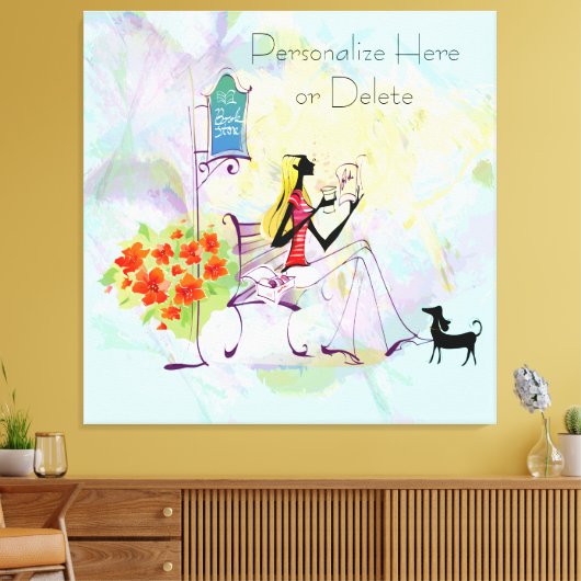Hedendaagse Girl BookStore Uitgerekt Canvas Print (Insitu (Woonkamer))