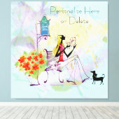 Hedendaagse Girl BookStore Uitgerekt Canvas Print (Insitu (Houten vloer))