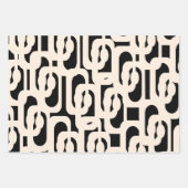 Hedendaagse Glam Loop Patroon in Zwart en Crème Inpakpapier Vel (Voorkant 3)