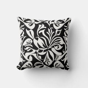 Hedendaagse Glossy Damask - Zwart & Wit Kussen