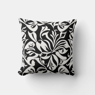 Hedendaagse Glossy Damask - Zwart & Wit Kussen