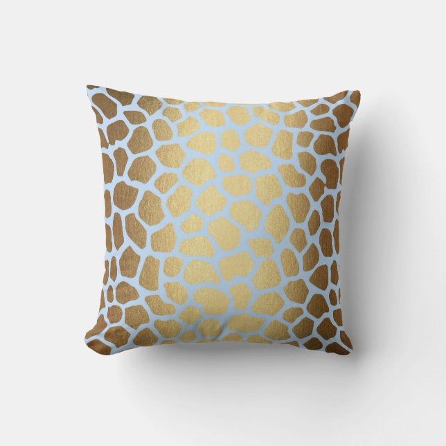 Hedendaagse Golden Blue Giraffe Safari Skin Kussen (Voorkant)