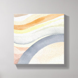 Hedendaagse Golven Neutrale Moderne Aquarel Canvas Afdruk