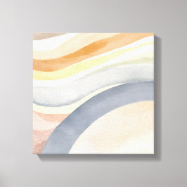 Hedendaagse Golven | Neutrale Moderne Aquarel Canvas Afdruk