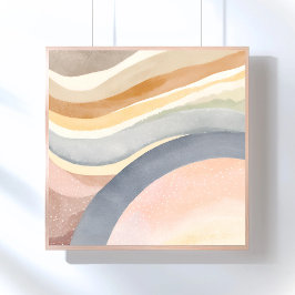 Hedendaagse golven | Neutrale moderne aquarel Perfect Poster