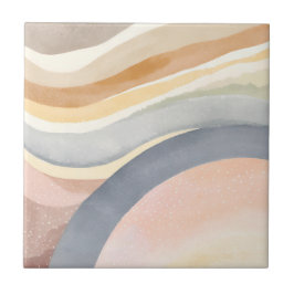 Hedendaagse Golven | Neutrale Moderne Aquarel Tegeltje