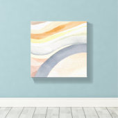 Hedendaagse golven | Neutrale moderne Waterverf Canvas Afdruk (Insitu (Houten vloer))