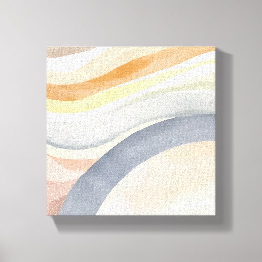 Hedendaagse golven | Neutrale moderne Waterverf Canvas Afdruk (Voorkant)