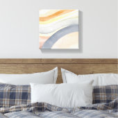 Hedendaagse golven | Neutrale moderne Waterverf Canvas Afdruk (Insitu (Slaapkamer))